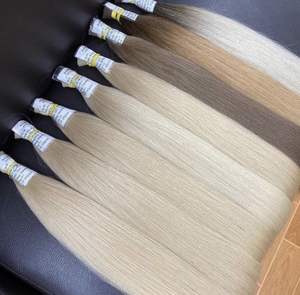 Extensions de cheveux humains vietnamiens vierges Remy 100% lisses en vrac de couleur blonde super doublement étirée - Product Image 1
