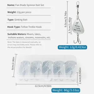 LUSHAZER 5 pcs/set Metal Fishing Spoon Lure 95mm 12g Fishing Bait Kit for Bass Trout Fathers Day Fathers Fishing Lures Fisherman - Product Image 2