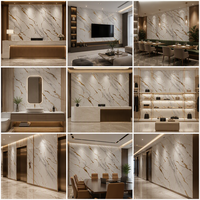 Panneau mural en PVC marbré pour salle de bain, imperméable, écologique, 1220*2440mm, options de découpe, d'impression et de gravure personnalisées, publicité