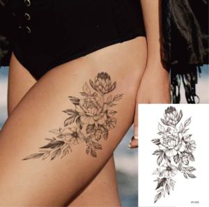 Nouveaux autocollants de <span class=keywords><strong>tatouage</strong></span> temporaire indiens imperméables, motifs floraux minimalistes, roses réalistes, vente en gros d'usine - Product Image 1