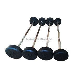 Nhà máy bán Trọng lượng nâng cố định Barbell cao su tráng miễn phí Trọng lượng tập thể dục thẳng Curl Barbell cố định quả tạ Barbell - Product Image 4