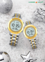 Jam tangan dial Arab emas pergelangan tangan pasangan yang direkomendasikan untuk kekasih Islam dengan kompas qibla alarm azan