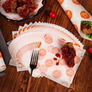 Customized Pattern logo Printed Chicken Roll Grease-proof <b>Paper</b> for Fried Chicken Hamburger Packaging Baking <b>Paper</b> - Product Image 5