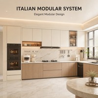 Ensemble d'armoires de cuisine modernes haut de gamme en mélaminé MDF, personnalisées, de luxe, en bois, complètes, RTA, intelligentes, petites, pour îlot de cuisine