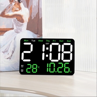 Jam Digital dekorasi rumah kantor, layar LED cermin kecerahan dapat disesuaikan Timer Alarm LED Jam dinding Digital