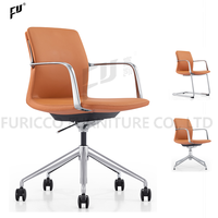 FURICCO – chaise de bureau en cuir véritable au Design Simple, chaise pivotante pour le personnel, chaise à dossier moyen pour les visiteurs, pour les meubles de salle d'attente