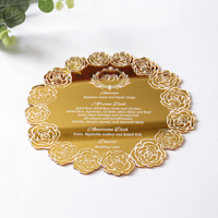 Espejo dorado personalizado acrílico tarjeta de agradecimiento redondo Floral boda menú fiesta Mesa Decoración