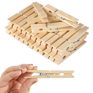 Pinces à linge en bois robustes et durables avec ressort pour usage extérieur et intérieur, garde-robe, salon, séchoir à linge, lot de 100 - Product Image 1
