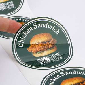Etiqueta Redonda Autoadhesiva para Sándwich de Pollo, Resistente al Agua y al Calor, Ecológica, con Código de Barras para Empaquetado de Alimentos - Product Image 4