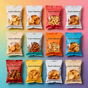 Individuell Bedruckte Lebensmittelgeeignete Süßigkeiten-<span class=keywords><strong>Chips</strong></span>-Kekse-<span class=keywords><strong>Snacks</strong></span> Verpackung Flachbeutel mit Zickzack-Verschluss - Product Image 1