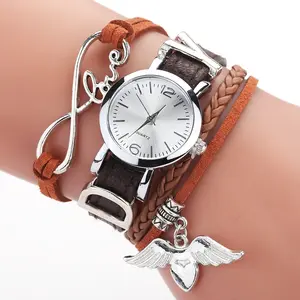 Mode Flügel Liebe Herz Armband Uhr Duoya Quarzuhr elegante Damen uhr