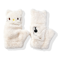 Gants chauffants électriques rechargeables en peluche mignons pour anniversaire, demi-doigts, pour l'isolation des mains