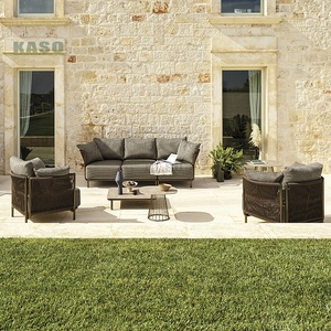 Hiện Đại Đồ Nội Thất Sân Vườn <span class=keywords><strong>Patio</strong></span> Tất Cả Thời Tiết Gỗ Tếch Sofa Set <span class=keywords><strong>Wicker</strong></span> Bằng Gỗ Mây Sang Trọng Nhôm Sợi Dây Thừng Sofa Set Cho Sử Dụng Ngoài Trời - Product Image 2