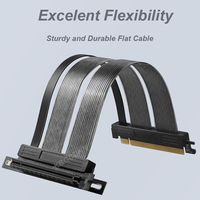 Kabel ekstensi PCIE 4.0, kabel Riser GPU kecepatan tinggi berpelindung 16x hitam dengan Port Ekspres PCI untuk kartu ekstensi GPU