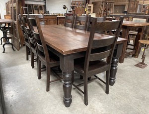 Table à manger rustique en bois naturel, meuble pays français, style industriel, rustique, nouvelle collection, 2020 - Product Image 1