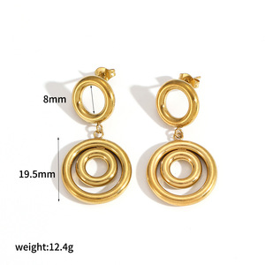 Pendientes de Acero Inoxidable con Forma de Círculo Geométrico, Color Oro, Plata y Multicolor, Joyería de Moda para Fiestas - Product Image 4
