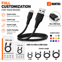 Kabel Micro USB Kecepatan Tinggi 2.4A Pengisian Cepat Tahan Lama Kabel PVC Putih dan Hitam untuk Ponsel Android Kindle Fire Speaker Bluetooth