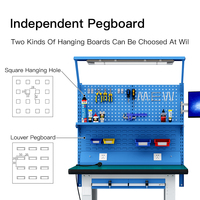 Banc de travail industriel robuste avec tiroirs et panneau perforé, table de travail de garage avec éclairage LED pour atelier, réparation et assemblage