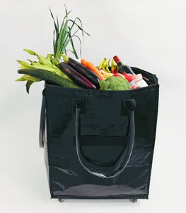 The Foldable Laundry Basket With Wheels Handle Reusable Grocery Shopping Tote Bag On Wheels Rolling Grocery Bag