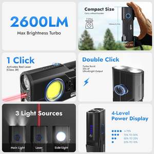 Фонарь Warsun X608S 1000 люмен, алюминиевый, портативный, профессиональный, для активного отдыха, с COB-подсветкой, магнитным креплением и лазерным указателем - Product Image 2