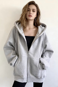 TKAN298 Wholesale High Quality Women's Cotton Fleece Hoodies Full Zip <b>jacket</b> Sportswear Gym Wear Print Custom Logo Label Hoodie - Product Image 4