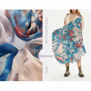 Top quality custom printing 100% pure mulberry Silk 6mm digital printed chiffon fabric for fashion women scarf