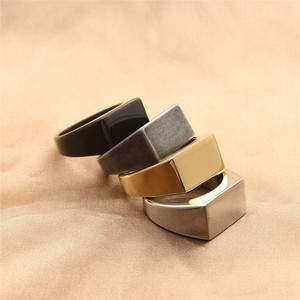 Men's Titanium Steel Rectangular <b>Ring</b> Geometric Design Stainless Steel Square <b>Finger</b> <b>Ring</b> For Gift 280682 - Product Image 1