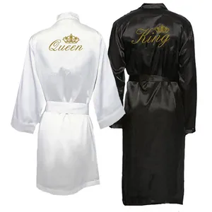 Wholesale Custom Logo loungewear king queen couple bath robes men women Bridal satin silk Bathrobe