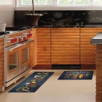 Washable Kitchen Floor Mat Cushioned 2 Set Non Skid Waterproof Print Kitchen Rugs And Carpet
