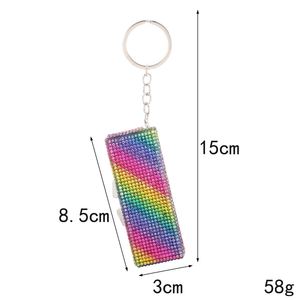 Vente en gros de boîtes à pilules en métal portables de petite taille avec strass et diamants, porte-clés brillant - Product Image 6