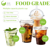 Gobelets jetables en plastique transparent de luxe personnalisés de 16, 20, 24 oz pour matcha, avec couvercles et pailles, pour limonade
