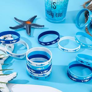 Bracelets en silicone personnalisés en gros, motif requin, thème vie marine, bracelets promotionnels pour fêtes d'anniversaire d'enfants, cadeaux de baby shower - Product Image 4