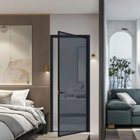 Porte coulissante en verre en alliage d'aluminium étanche, design moderne, taille personnalisée, surface finie, bien scellée, pour chambre d'hôtel, garantie 5 ans