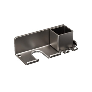 Support mural pour sèche-cheveux, support de rangement rectangulaire sans perforation avec organisateur pour salle de bain et toilettes, gris poudre - Product Image 5