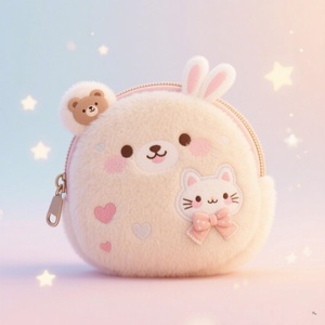 Portamonete in Peluche a Forma di Animale Carino, Design Orso, Coniglio e Gatto - Product Image 1