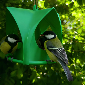Petit moulin à vent extérieur pratique, thème oiseaux, sans électricité, en plastique léger, facile à nettoyer, avec abri de pluie suspendu et drainage - Product Image 6