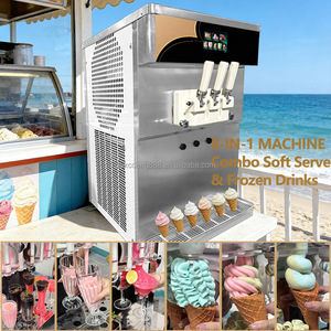 Machine à glace molle 3 saveurs avec 2 compresseurs, machine combinée à slush et à glace, congélateur commercial pour yaourt glacé - Product Image 2