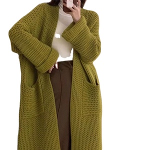 Dernier hiver gros Long Cardigan blanc <span class=keywords><strong>Crochet</strong></span> Midi manteau ouvert devant Cardigans Outwear coréen tricoté chandails <span class=keywords><strong>veste</strong></span> pour les femmes - Product Image 1