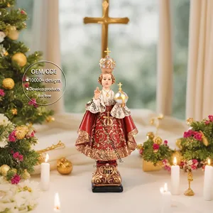 Fábrica al por mayor estatuas religiosas católicas imágenes de resina en resina religiosa 20 cm Cruz de Jesús poliresina bautizo
