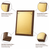 Plaque de récompense personnalisée en bois avec dorure à chaud, cadre en noyer, certificat d'honneur gaufré, plaque métallique d'autorisation, vente en gros