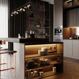 Armoire <span class=keywords><strong>de</strong></span> cuisine italienne moderne <span class=keywords><strong>de</strong></span> style extra-luxueux, série sombre, haut <span class=keywords><strong>de</strong></span> gamme, belle apparence avec îlot - Product Image 5