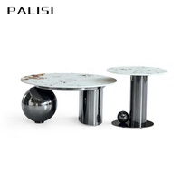 Ensemble de meubles de table basse de salon rond de luxe moderne base dorée ensemble de table centrale de designer italien en pierre prix d'usine