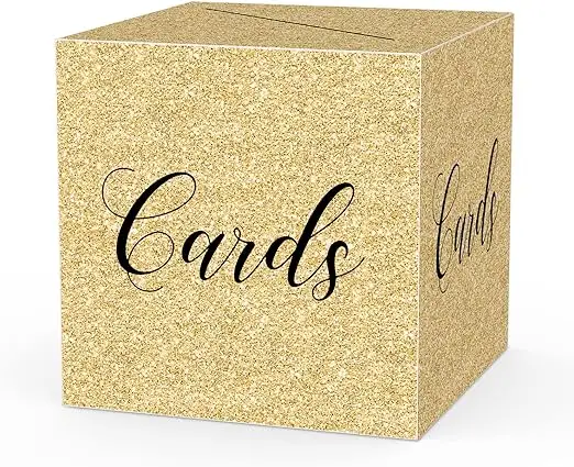 Customized logo Glossy Gold Flash paper Card Receiving Box Wedding Engagement Birthday Graduation Ceremony Party Gift BOX