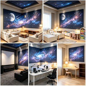 Panel Acústico Decorativo HENGJIU con Diseño 3D de Galaxia y Estrellas, en Fieltro PET Ecológico, para Sala de Estar y Dormitorio - Product Image 4