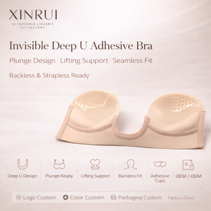 Invisible Backless <strong>Bra</strong> Wire Lifting Deep <strong>U</strong> Shaped <strong>Plunge</strong> Adhesive Silicone Breathable Seamless One-piece Everyday <strong>Bra</strong> - Product Image 2