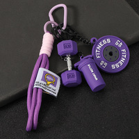 Porte-clés populaire en silicone et PVC, ensemble d'haltères de fitness, accessoire de sac à dos, ornement décoratif pour bouteille d'eau de sport
