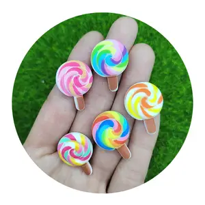 Arcobaleno resina lecca-lecca caramelle simulazione cibo casa delle bambole giocattoli per bambini artigianato orecchino collana portachiavi abbellimento