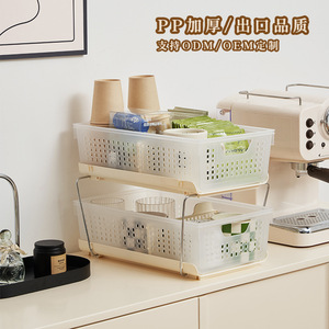 Estante de almacenamiento de plástico de 3 niveles, organizador de gran capacidad para cocina, oficina, escritorio, tipo rectangular, color blanco crema - Product Image 3