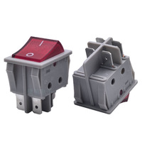 Interrupteur à bascule carré rouge 16A 250V / 20A 125V AC DPST ON-OFF avec voyant lumineux pour équipement et équipement médical R210-1C5L-AR1-NWC