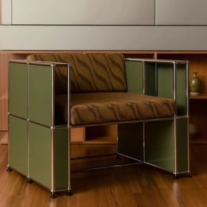 أثاث غرفة المعيشة الحديث كومبو متين مع أريكة وكرسي بلكنة صفراء - Product Image 1